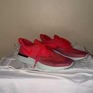 Nike Women's Pink and White Odyssey React 2 Flynit